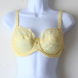 Wacoal Classic Yellow Sheer Lace Unlined Full Coverage Bra 855115 32DD/32E